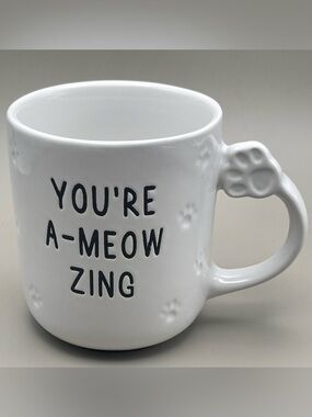 Gallery Tabletops “You’re A-Meow-Zing” White Coffee Mug w/ Cat Paw Print Handle